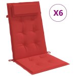 Vidaxl coussins de chaise � dossier haut lot de 6 rouge tissu oxford