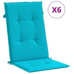 Vidaxl coussins de chaise � dossier haut lot de 6 turquoise tissu