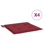 Vidaxl coussins de chaise de jardin lot de 4 rouge bordeaux 40x40x4 cm
