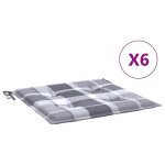 Vidaxl coussins de chaise de jardin lot de 6 carreaux gris 40x40x4 cm