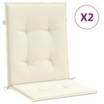 Vidaxl coussins de chaise de jardin  dossier bas lot de 2 crme