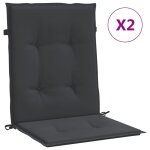 Vidaxl coussins de chaise de jardin  dossier bas lot de 2 noir