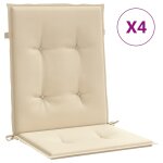 Vidaxl coussins de chaise de jardin  dossier bas lot de 4 beige