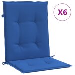 Vidaxl coussins de chaise de jardin � dossier bas lot de 6 bleu royal