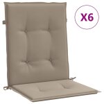 Vidaxl coussins de chaise de jardin � dossier bas lot de 6 taupe