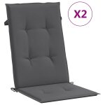 Vidaxl coussins de chaise de jardin � dossier haut lot de 2 anthracite