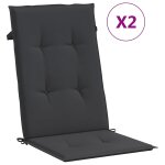 Vidaxl coussins de chaise de jardin � dossier haut lot de 2 noir tissu