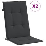 Vidaxl coussins de chaise de jardin � dossier haut lot de 2 noir tissu