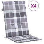 Vidaxl coussins de chaise jardin � dossier haut lot de 4 carreaux gris