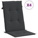 Vidaxl coussins de chaise de jardin  dossier haut lot de 4 noir tissu