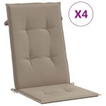 Vidaxl coussins de chaise de jardin dossier haut lot de 4 taupe tissu