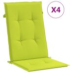 Vidaxl coussins de chaise de jardin  dossier haut lot de 4 vert vif