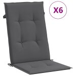 Vidaxl coussins de chaise de jardin � dossier haut lot de 6 anthracite