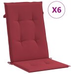 Vidaxl coussins de chaise de jardin � dossier haut lot de 6 bordeaux