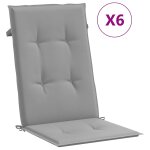 Vidaxl coussins de chaise de jardin � dossier haut lot de 6 gris tissu
