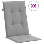 Vidaxl coussins de chaise de jardin  dossier haut lot de 6 gris tissu