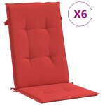 Vidaxl coussins de chaise de jardin dossier haut lot de 6 rouge tissu