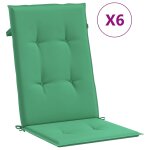 Vidaxl coussins de chaise de jardin  dossier haut lot de 6 vert tissu