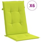 Vidaxl coussins de chaise de jardin � dossier haut lot de 6 vert vif