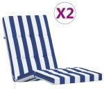 Vidaxl coussins de chaise longue lot de 2 rayures bleu / blanc