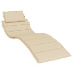Vidaxl coussin de chaise longue beige 186x58x4 cm tissu oxford