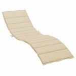 Vidaxl coussin de chaise longue beige 200x70x3 cm tissu oxford