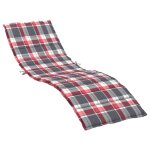 Vidaxl coussin de chaise longue � carreaux rouge 200x50x3 cm
