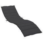 Vidaxl coussin de chaise longue noir 200x50x3 cm tissu oxford