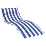 Vidaxl coussin de chaise longue rayures bleues / blanches 180x60x4 cm