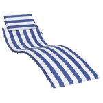 Vidaxl coussin de chaise longue rayures bleues / blanches tissu oxford