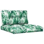 Vidaxl coussins de palette lot de 2 motif de feuilles tissu