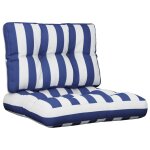 Vidaxl coussins de palette lot de 2 rayures bleues / blanches tissu