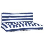 Vidaxl coussins de palette lot de 2 rayures bleues / blanches tissu