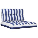 Vidaxl coussins de palette lot de 2 rayures bleues / blanches tissu