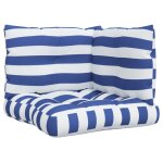 Vidaxl coussins de palette lot de 3 rayures bleues / blanches