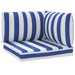 Vidaxl coussins de palette lot de 3 rayures bleues / blanches