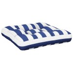 Vidaxl coussin de palette rayure bleue / blanche 58x58x10 cm tissu