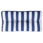 Vidaxl coussin de palette rayures bleues et blanches 80x40x12 cm tissu