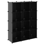 Vidaxl cubes de rangement 12 pcs noir pp