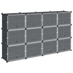 Vidaxl cubes de rangement 12 pcs avec portes noir pp