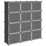 Vidaxl cubes de rangement 12 pcs avec portes noir pp