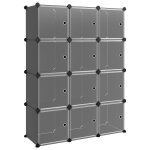 Vidaxl cubes de rangement 12 pcs avec portes noir pp