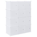 Vidaxl cubes de rangement 12 pcs avec tiges de suspension pp