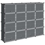Vidaxl cubes de rangement 16 pcs avec portes noir pp
