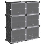 Vidaxl cubes de rangement 6 pcs avec portes noir pp