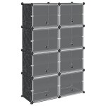 Vidaxl cubes de rangement 8 pcs avec portes noir pp