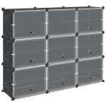 Vidaxl cubes de rangement 9 pcs avec portes noir pp