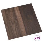 Vidaxl dalles de plancher autoadhsives 55pcs pvc 5, 11 m marron fonc