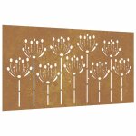 Vidaxl dcoration murale jardin 105x55 cm acier corten design de fleur