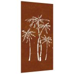 Vidaxl d�coration murale jardin 105x55 cm acier corten design palmier